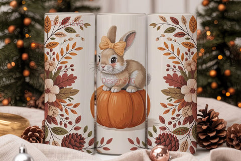 Fall Bunny Pumpkin 20oz Tumbler Wrap Sublimation DesignSVG 