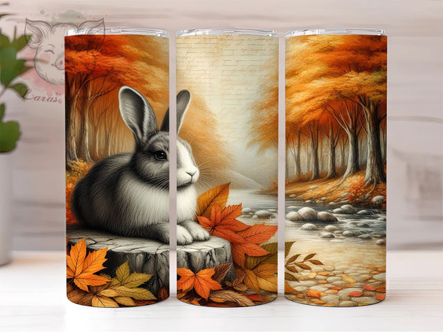 Fall Bunny Tumbler, Autumn Rabbit Design, 20oz Sublimation Wrap, Seasonal Drinkware, Cute Bunny Gift, Harvest Decor Tumbler, Thanksgiving Bunny Design Sublimation Lara' s Designs 