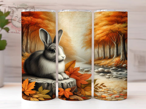 Fall Bunny Tumbler, Autumn Rabbit Design, 20oz Sublimation Wrap, Seasonal Drinkware, Cute Bunny Gift, Harvest Decor Tumbler, Thanksgiving Bunny Design Sublimation Lara' s Designs 