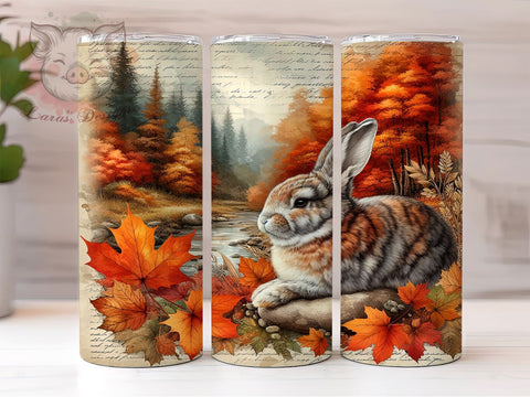 Fall Bunny Tumbler, Autumn Rabbit Design, 20oz Sublimation Wrap, Seasonal Drinkware, Cute Bunny Gift, Harvest Decor Tumbler, Thanksgiving Bunny Design Sublimation Lara' s Designs 