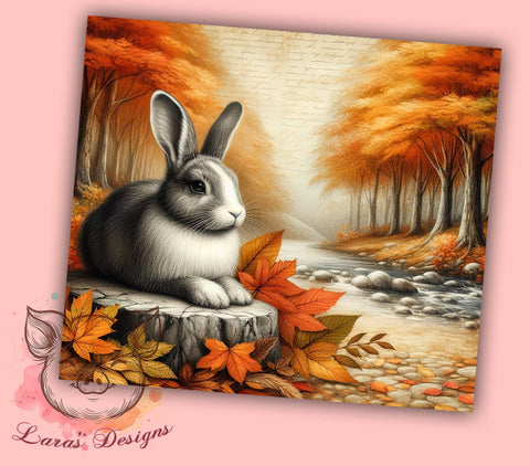 Fall Bunny Tumbler, Autumn Rabbit Design, 20oz Sublimation Wrap, Seasonal Drinkware, Cute Bunny Gift, Harvest Decor Tumbler, Thanksgiving Bunny Design Sublimation Lara' s Designs 