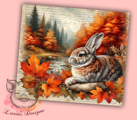 Fall Bunny Tumbler, Autumn Rabbit Design, 20oz Sublimation Wrap, Seasonal Drinkware, Cute Bunny Gift, Harvest Decor Tumbler, Thanksgiving Bunny Design Sublimation Lara' s Designs 