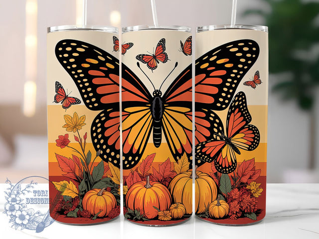 Fall Butterfly 20oz Tumbler Wrap, Autumnal Beauty Design, Seasonal Wrap, Sublimation Wrap, 20oz Tumbler Design, PNG Tumbler Wrap, Autumn Theme Sublimation ToriDesigns 