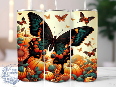 Fall Butterfly 20oz Tumbler Wrap, Autumnal Beauty Design, Seasonal Wrap, Sublimation Wrap, 20oz Tumbler Design, PNG Tumbler Wrap, Autumn Theme Sublimation ToriDesigns 