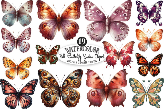 Fall Butterfly Garden Clipart Sublimation SVGista 