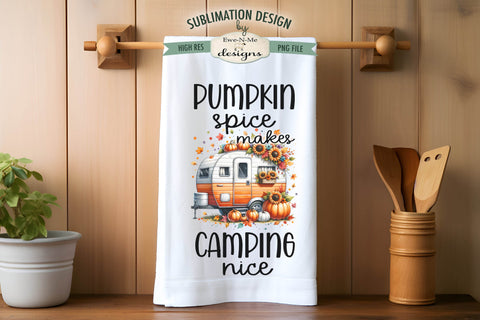 Fall Camper Sublimation Kitchen Towel Designs - Fall Camping Sublimation Ewe-N-Me Designs 