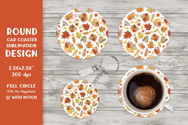 Fall car coaster sublimation. Autumn round coaster APCC2805 Sublimation LaBelezoka 