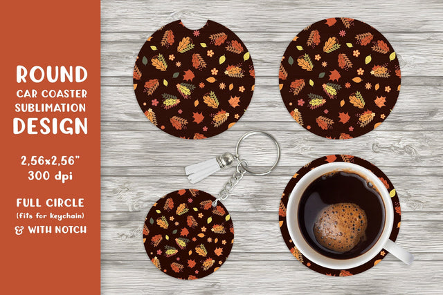 Fall car coaster sublimation. Autumn round coaster Sublimation LaBelezoka 