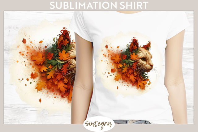 Fall Cat Animal v2 T-shirt Sublimation Sublimation Sintegra 