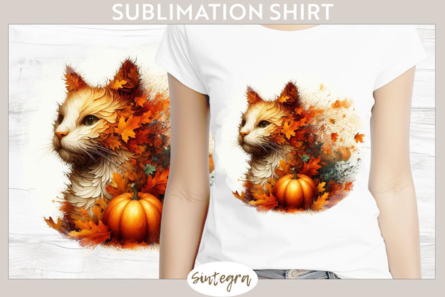 Fall Cat Animal v3 T-shirt Sublimation Sublimation Sintegra 