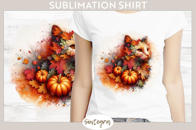 Fall Cat Animal v4 T-shirt Sublimation Sublimation Sintegra 