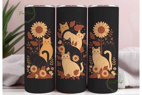 Fall Cats 20oz Tumbler Wrap Sublimation PixelChick 
