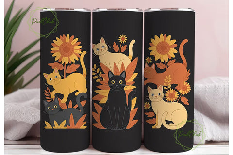 Fall Cats 20oz Tumbler Wrap Sublimation PixelChick 