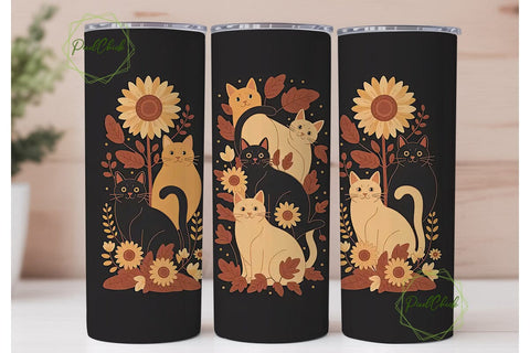 Fall Cats 20oz Tumbler Wrap Sublimation PixelChick 