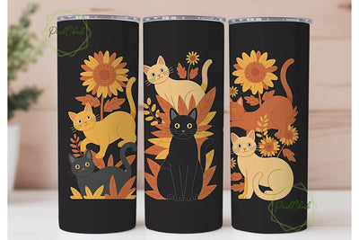 Fall Cats 20oz Tumbler Wrap Sublimation PixelChick 