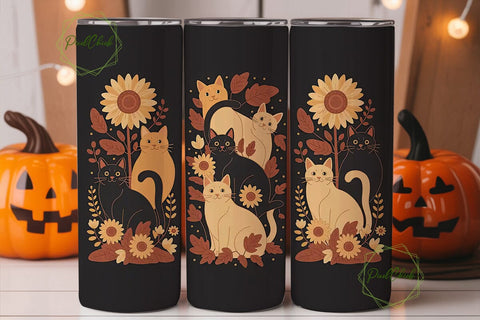Fall Cats 20oz Tumbler Wrap Sublimation PixelChick 
