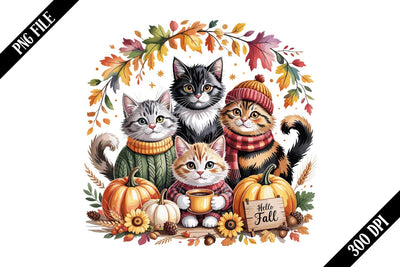 Fall Cats Cozy Autumn Kittens PNG Designs SVG shah alam 