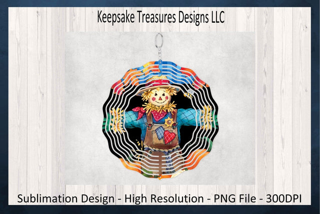 Fall Cheerful Scarecrow Wind Spinner Surrounded by Vibrant Autumn Foliage, Sublimation PNG Printable Sublimation Keepsake Treasures Designs LLC. 