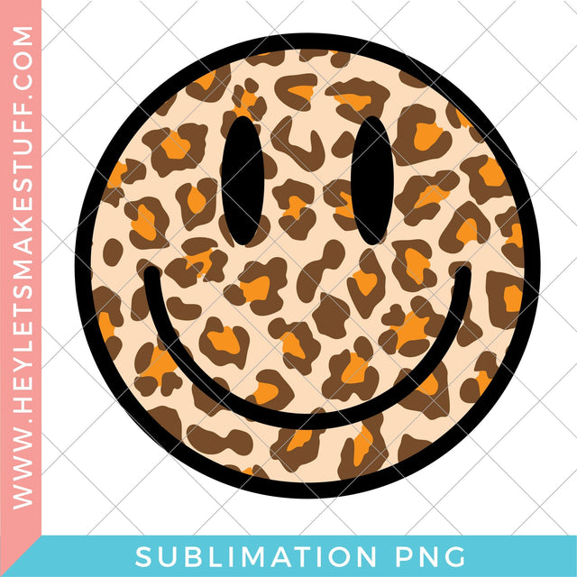 Fall Cheetah Happy Face - Sublimation Sublimation Hey Let's Make Stuff 
