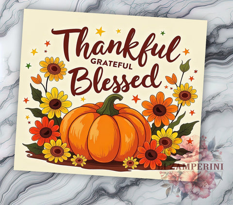 Fall Christian Inspirational 20 oz Skinny Tumbler Sublimation Design, Straight & Tapered Tumbler Png, Thankful Grateful Blessed Tumbler Png, Digital Download PNG Sublimation Li Zamperini 