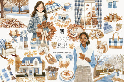 Fall Clipart | Cozy Autumn Elegant Outside PNG Graphics SVG GlamArtZhanna 