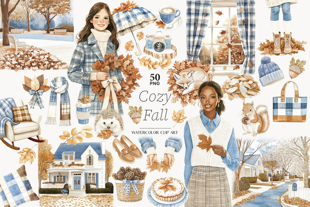 Fall Clipart | Cozy Autumn Elegant Outside PNG Graphics SVG GlamArtZhanna 