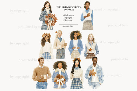 Fall Clipart | Cozy Autumn Elegant Outside PNG Graphics SVG GlamArtZhanna 