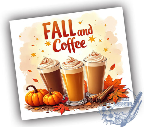 Fall Coffee 20oz Skinny Tumbler PNG, Fall Vibes Tumbler Wrap, Sublimation Design, Straight & Tapered Tumbler Wrap, Instant Digital Download Sublimation ToriDesigns 