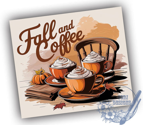 Fall Coffee 20oz Skinny Tumbler PNG, Fall Vibes Tumbler Wrap, Sublimation Design, Straight & Tapered Tumbler Wrap, Instant Digital Download Sublimation ToriDesigns 