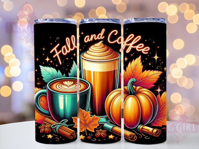 Fall Coffee 20oz Tumbler Wrap Sublimation Design, Straight Tapered Tumbler Wrap, Fall Vibes Tumbler Png, Instant Digital Download Sublimation SvggirlplusArt 