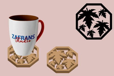 Fall Coffee Coaster Cut Files SVG zafrans studio 