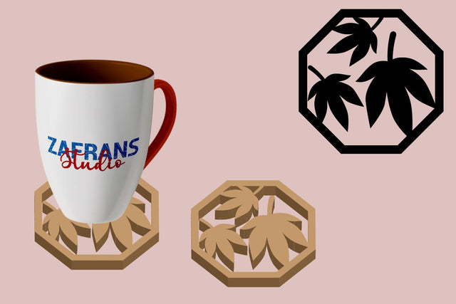Fall Coffee Coaster Cut Files SVG zafrans studio 