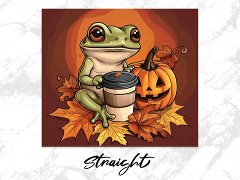 Fall Coffee Frog Sublimation Tumbler Wrap Sublimation Fine Purple Elephant Creations 