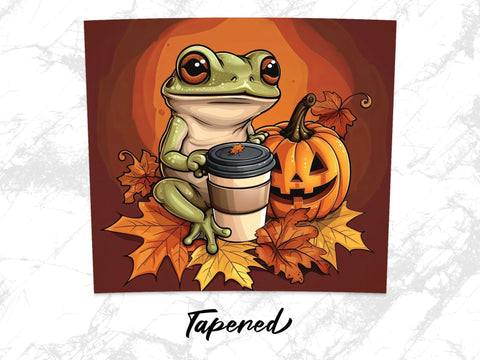 Fall Coffee Frog Sublimation Tumbler Wrap Sublimation Fine Purple Elephant Creations 