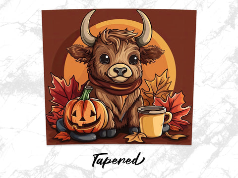 Fall Coffee Highland Cow Sublimation Tumbler Wrap Sublimation Fine Purple Elephant Creations 