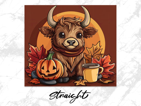 Fall Coffee Highland Cow Sublimation Tumbler Wrap Sublimation Fine Purple Elephant Creations 