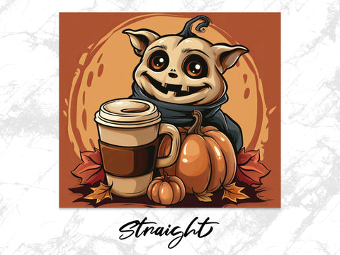 Fall Coffee Monster Sublimation Tumbler Wrap Sublimation Fine Purple Elephant Creations 