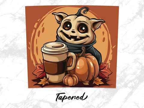 Fall Coffee Monster Sublimation Tumbler Wrap Sublimation Fine Purple Elephant Creations 