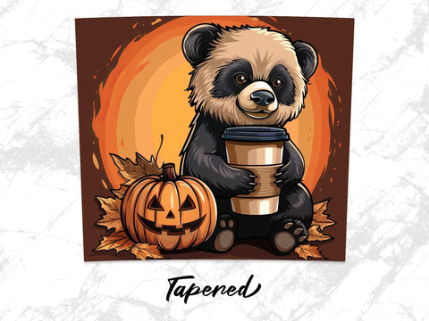 Fall Coffee Panda Sublimation Tumbler Wrap Sublimation Fine Purple Elephant Creations 