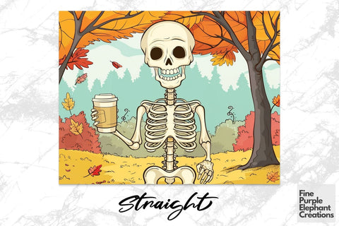 Fall Coffee Skeleton Sublimation Tumbler Wrap Sublimation Fine Purple Elephant Creations 