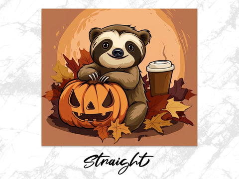 Fall Coffee Sloth Sublimation Tumbler Wrap Sublimation Fine Purple Elephant Creations 