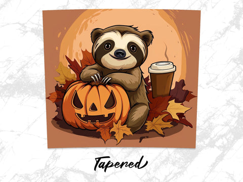 Fall Coffee Sloth Sublimation Tumbler Wrap Sublimation Fine Purple Elephant Creations 