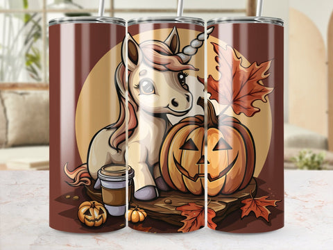 Fall Coffee Unicorn Sublimation Tumbler Wrap Sublimation Fine Purple Elephant Creations 