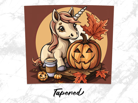 Fall Coffee Unicorn Sublimation Tumbler Wrap Sublimation Fine Purple Elephant Creations 