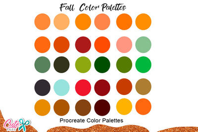 Fall Color Palettes for Procreate Sublimation Cute files 