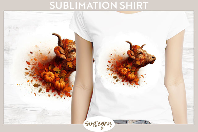 Fall Cow Animal v1 T-shirt Sublimation Sublimation Sintegra 
