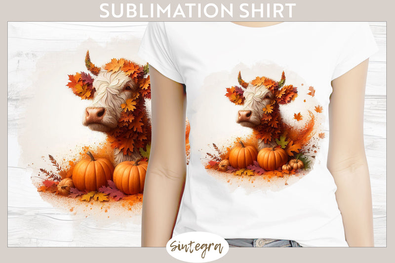 Fall Cow Animal v2 T-shirt Sublimation Sublimation Sintegra 