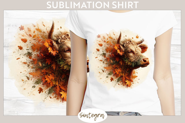 Fall Cow Animal v3 T-shirt Sublimation Sublimation Sintegra 