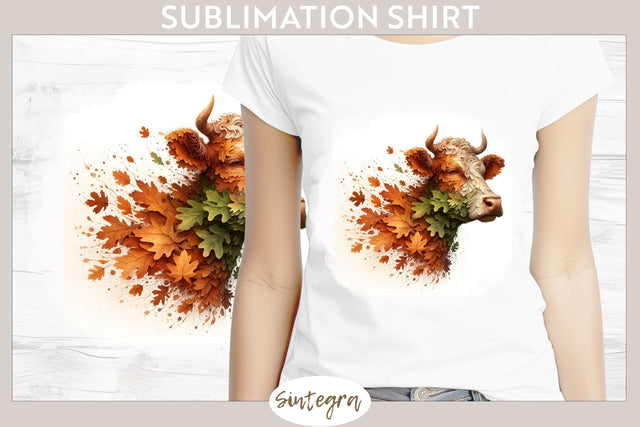Fall Cow Animal v4 T-shirt Sublimation Sublimation Sintegra 