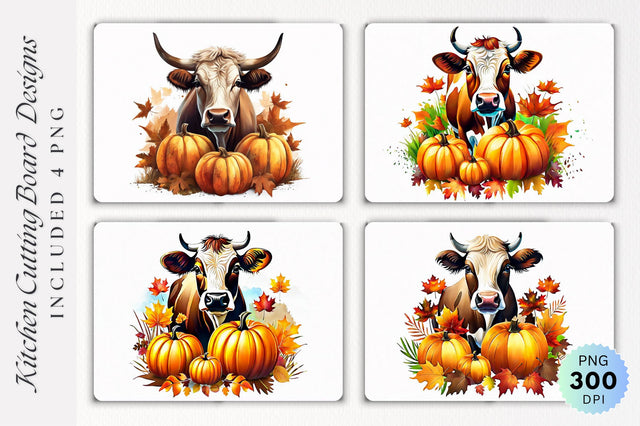 Fall Cow Cutting Board PNG Design Sublimation Regulrcrative 